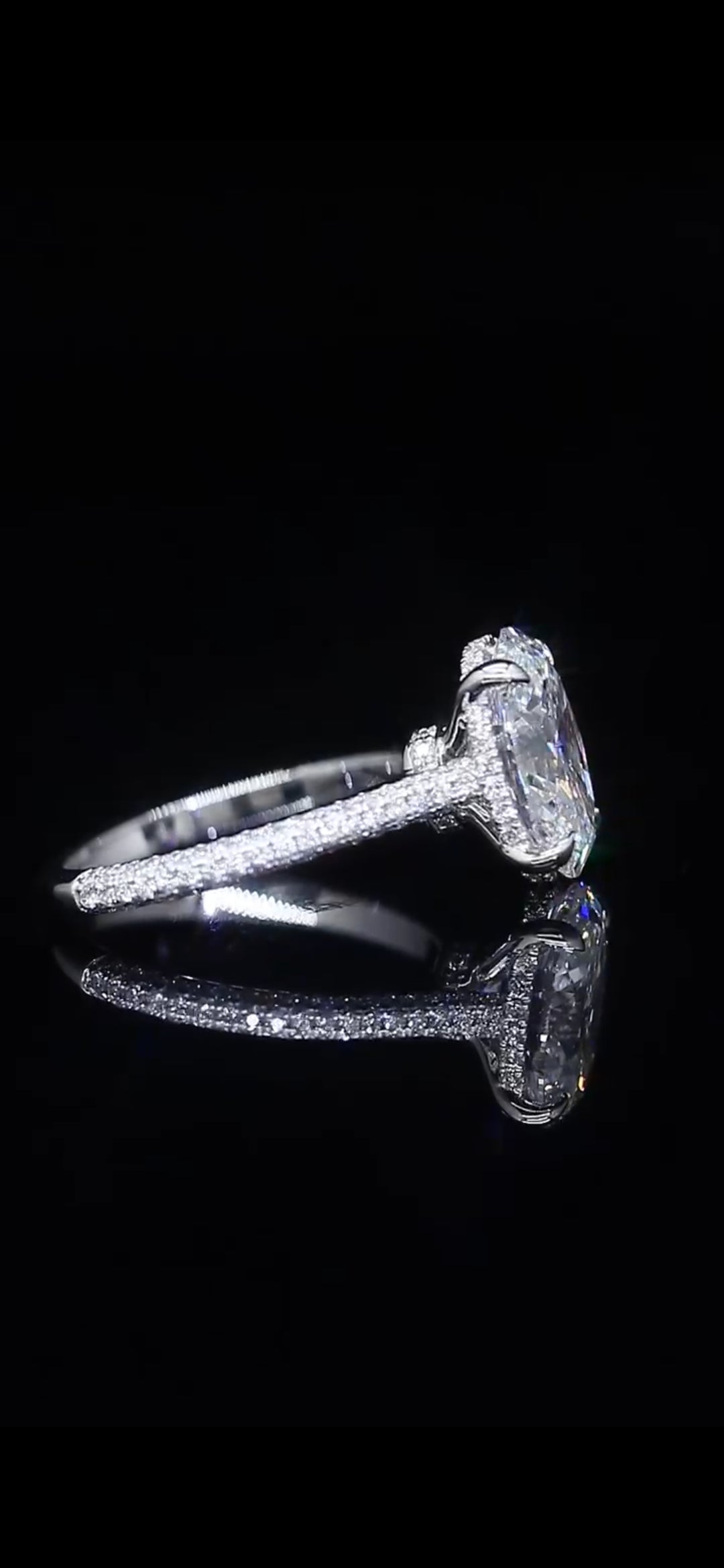 4.28 TCW Diamond Engagement Ring – 14K White Gold | Double Halo 3-Row Pavé Band