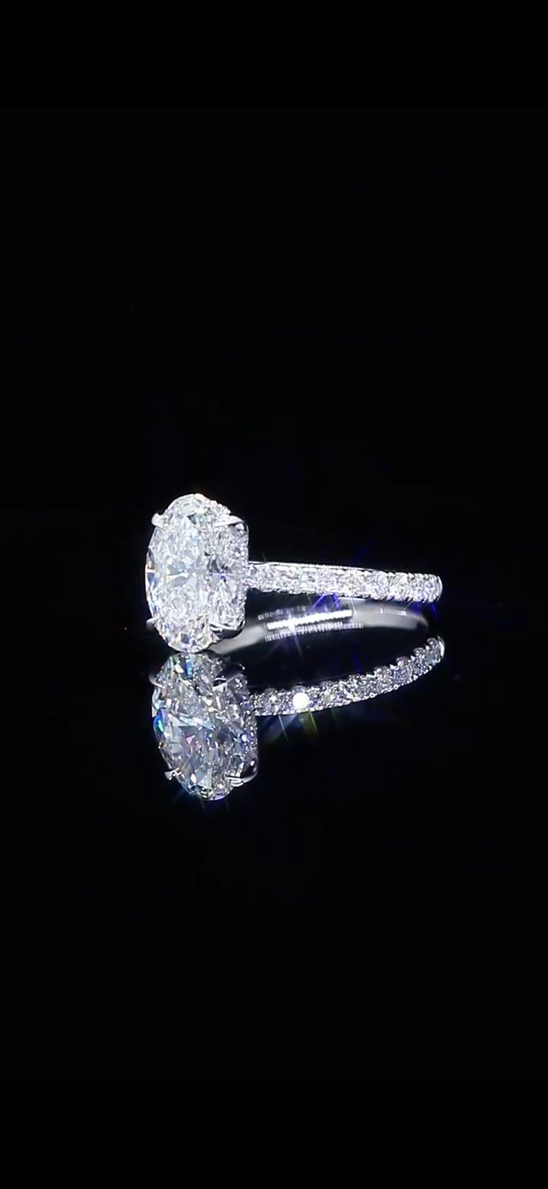 Diamond Engagement Ring 3.05 Carat Oval 14K White Gold with Hidden Halo ( Approx. 4.09 TCW)