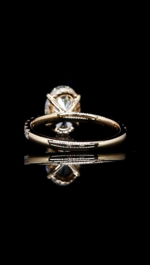 Diamond Engagement Ring Oval 14K Gold 3.02 TCW Hidden Halo