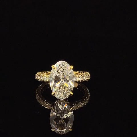 4.10 TCW OVAL BRILLIANT LAB GROWN DIAMOND ENGAGEMENT RING – 14K YELLOW GOLD