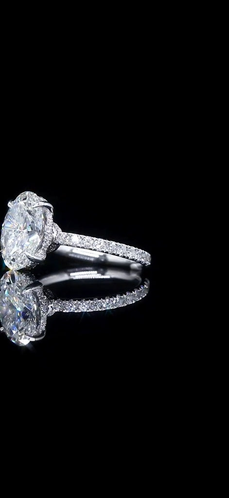5.16 CTW Diamond Double Halo Engagement Ring – 14K White Gold