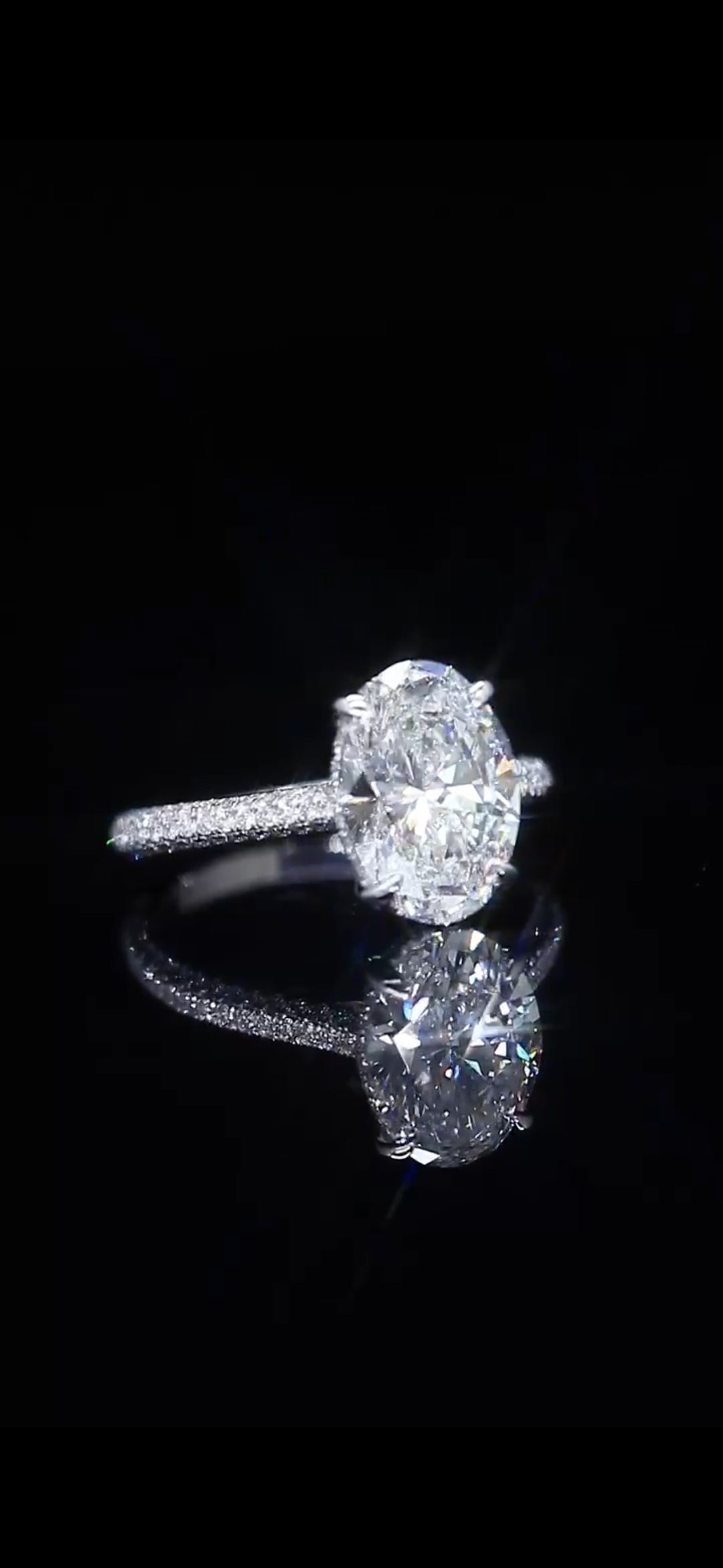 4.28 TCW Diamond Engagement Ring – 14K White Gold | Double Halo 3-Row Pavé Band