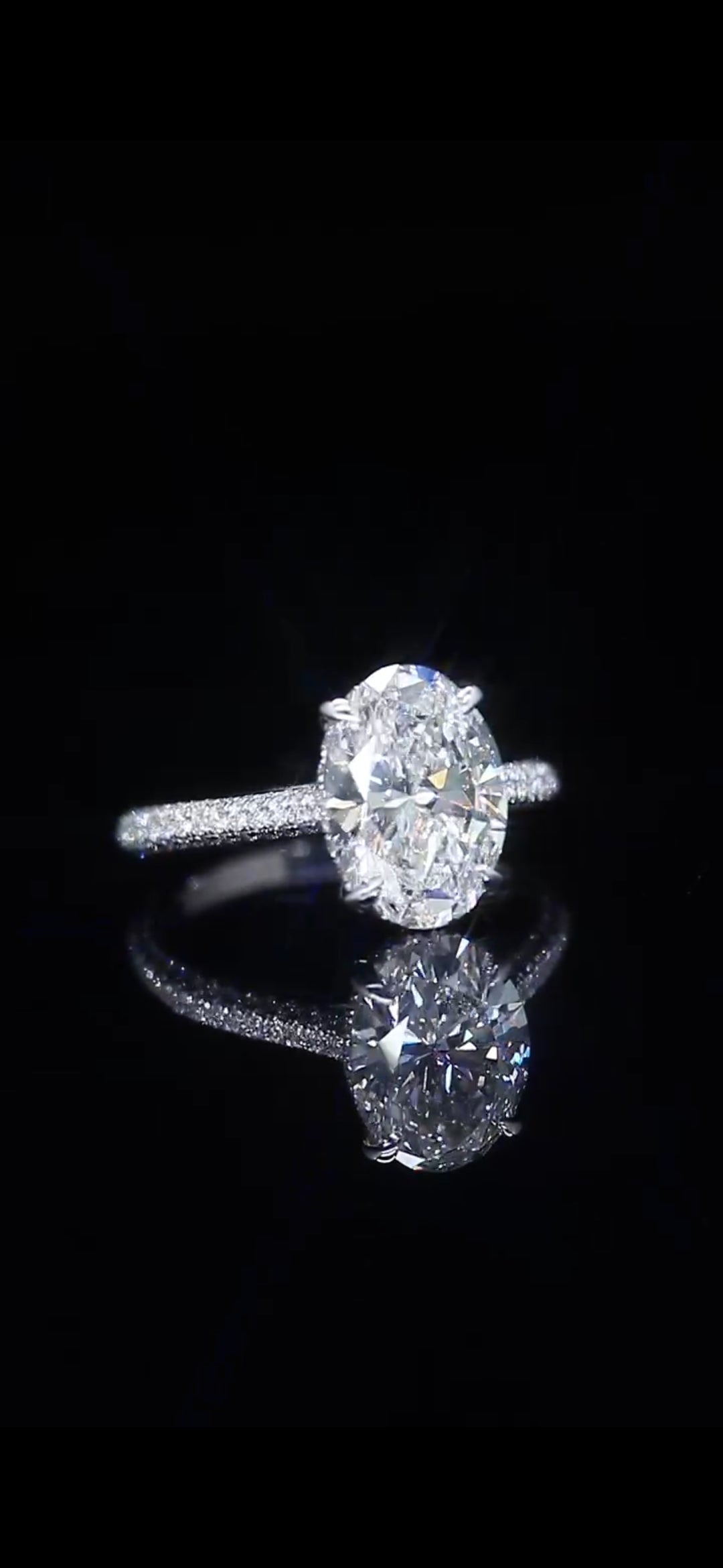 4.28 TCW Diamond Engagement Ring – 14K White Gold | Double Halo 3-Row Pavé Band