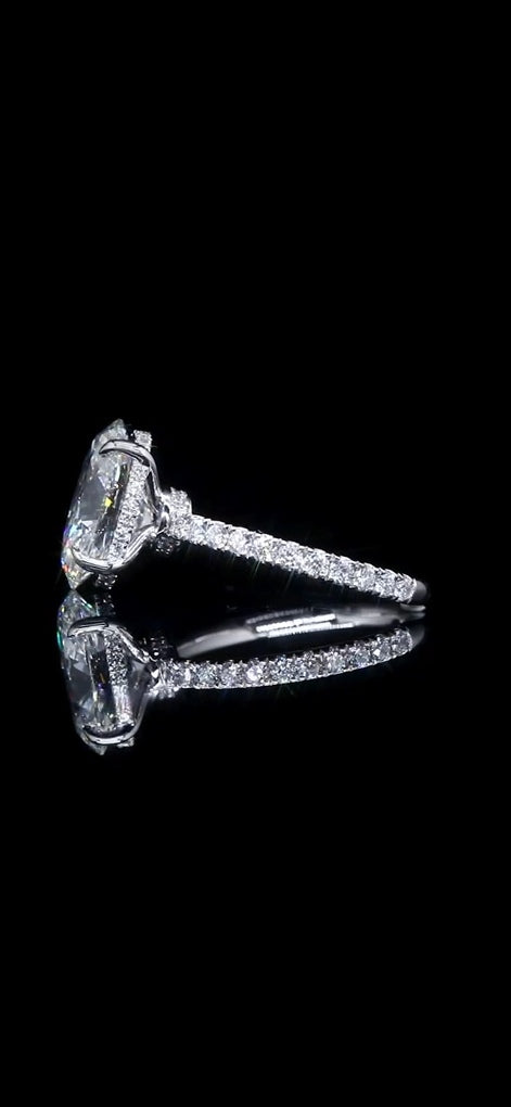 5.16 CTW Diamond Double Halo Engagement Ring – 14K White Gold