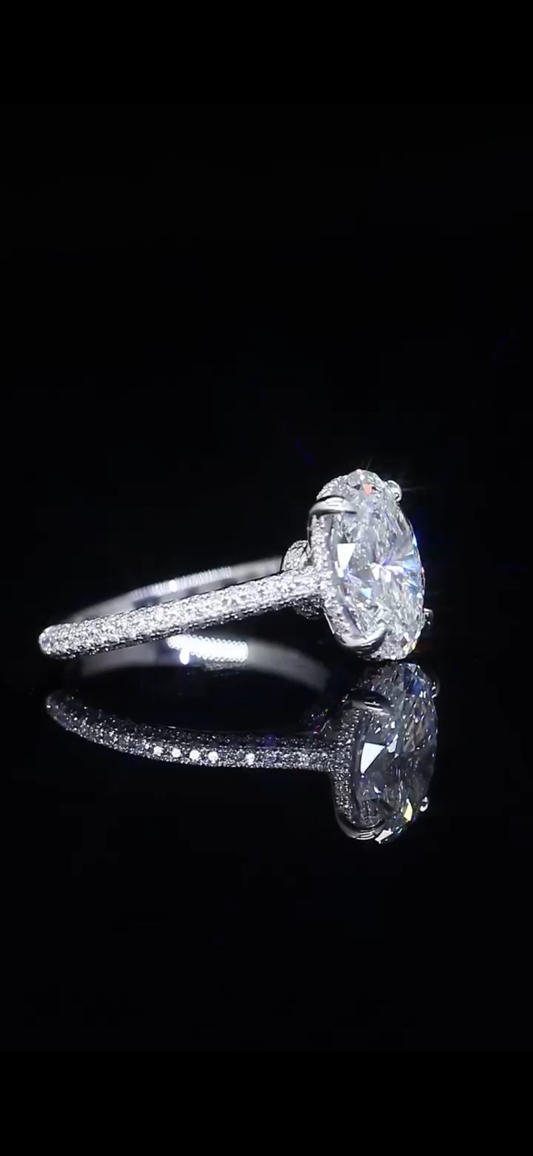 4.28 TCW Diamond Engagement Ring – 14K White Gold | Double Halo 3-Row Pavé Band