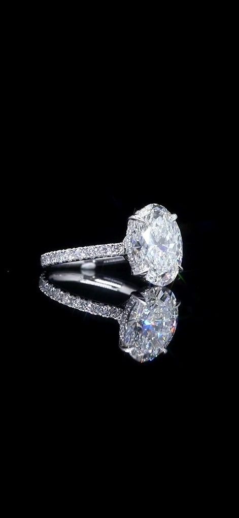 5.16 CTW Diamond Double Halo Engagement Ring – 14K White Gold