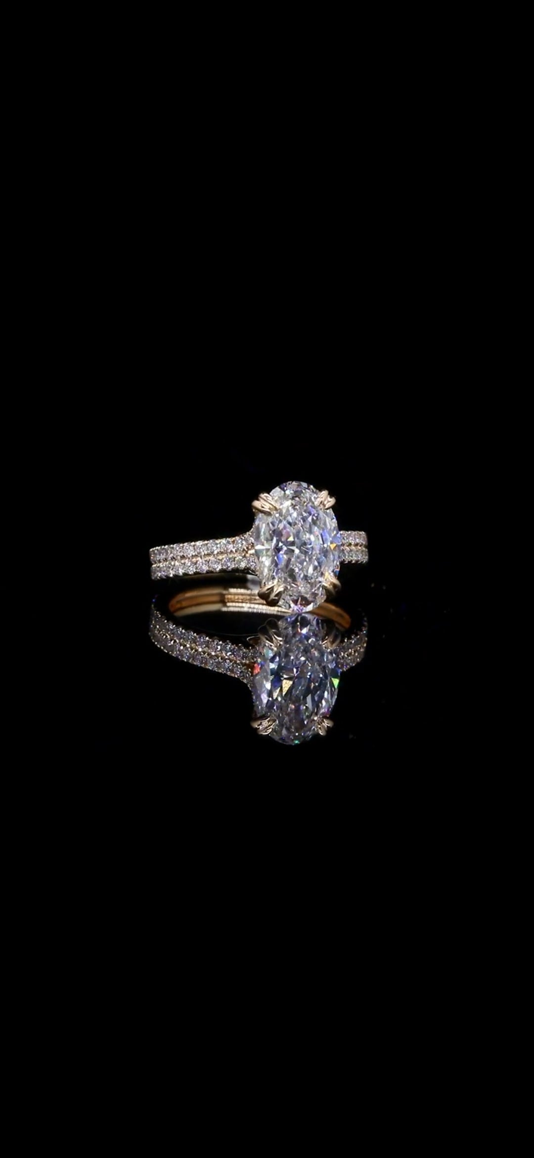 Diamond Engagement Ring Oval VVS1 E – 4.07 Total Carat Weight Custom 14K Gold "Elleanna"