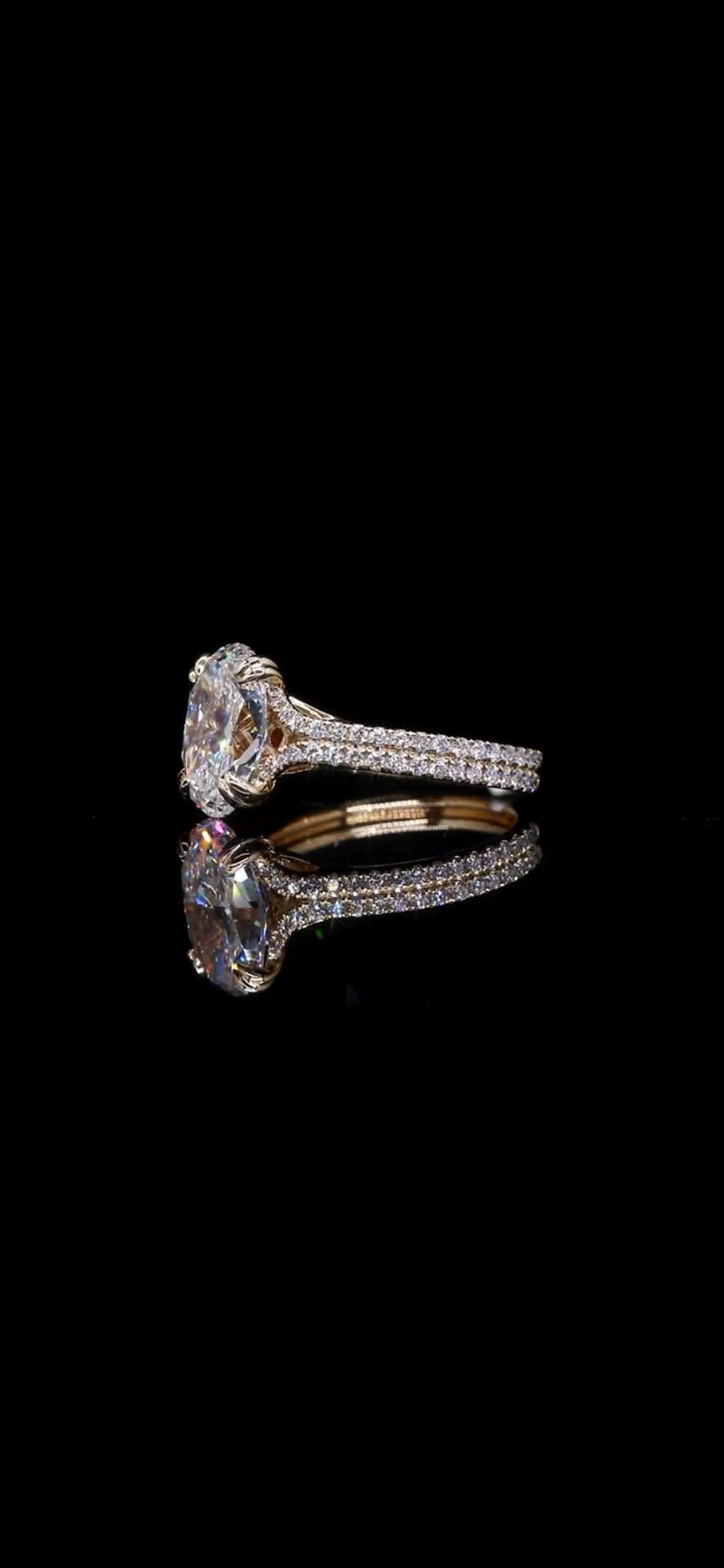 Diamond Engagement Ring Oval VVS1 E – 4.07 Total Carat Weight Custom 14K Gold "Elleanna"