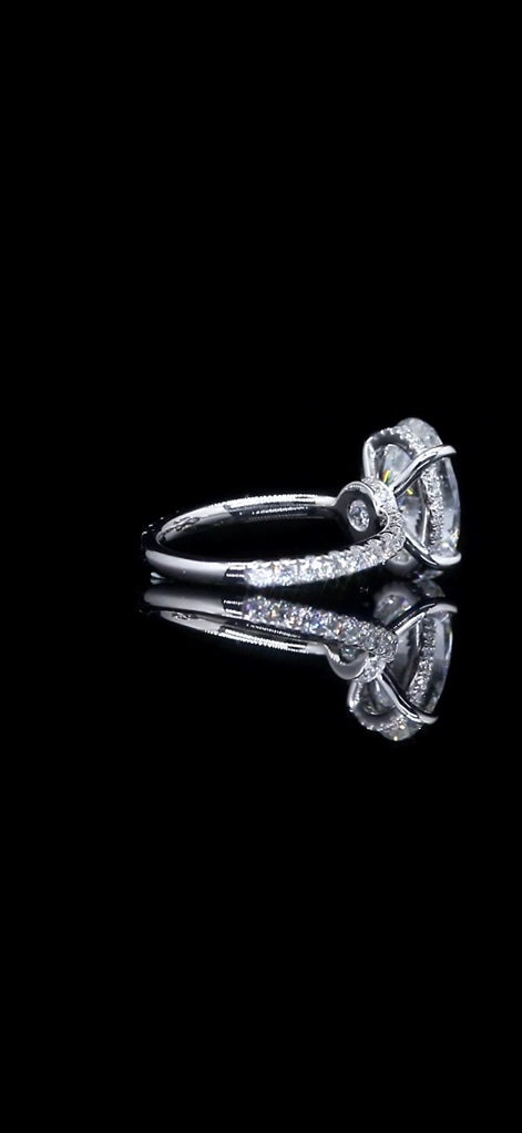 5.16 CTW Diamond Double Halo Engagement Ring – 14K White Gold