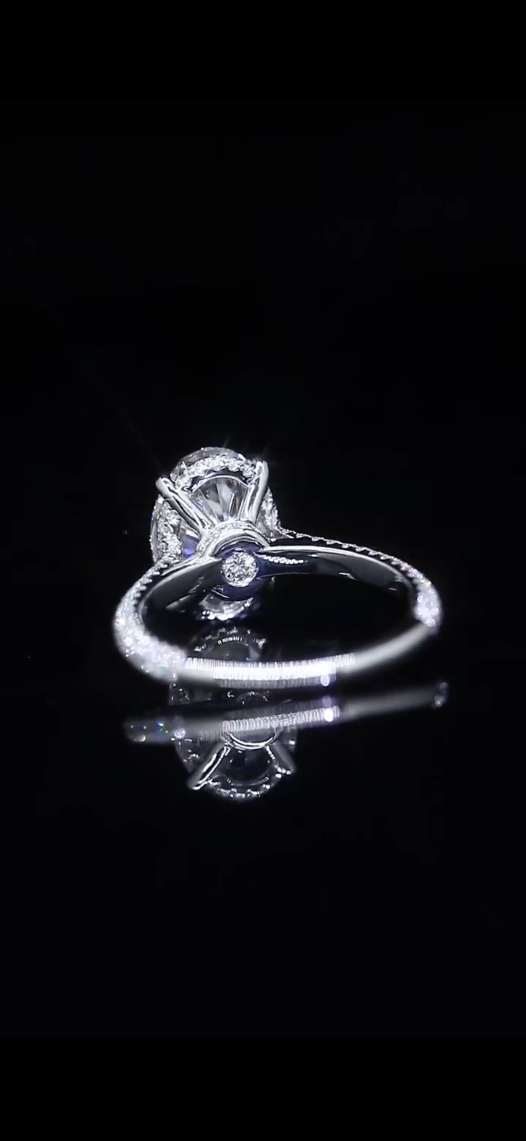 4.28 TCW Diamond Engagement Ring – 14K White Gold | Double Halo 3-Row Pavé Band