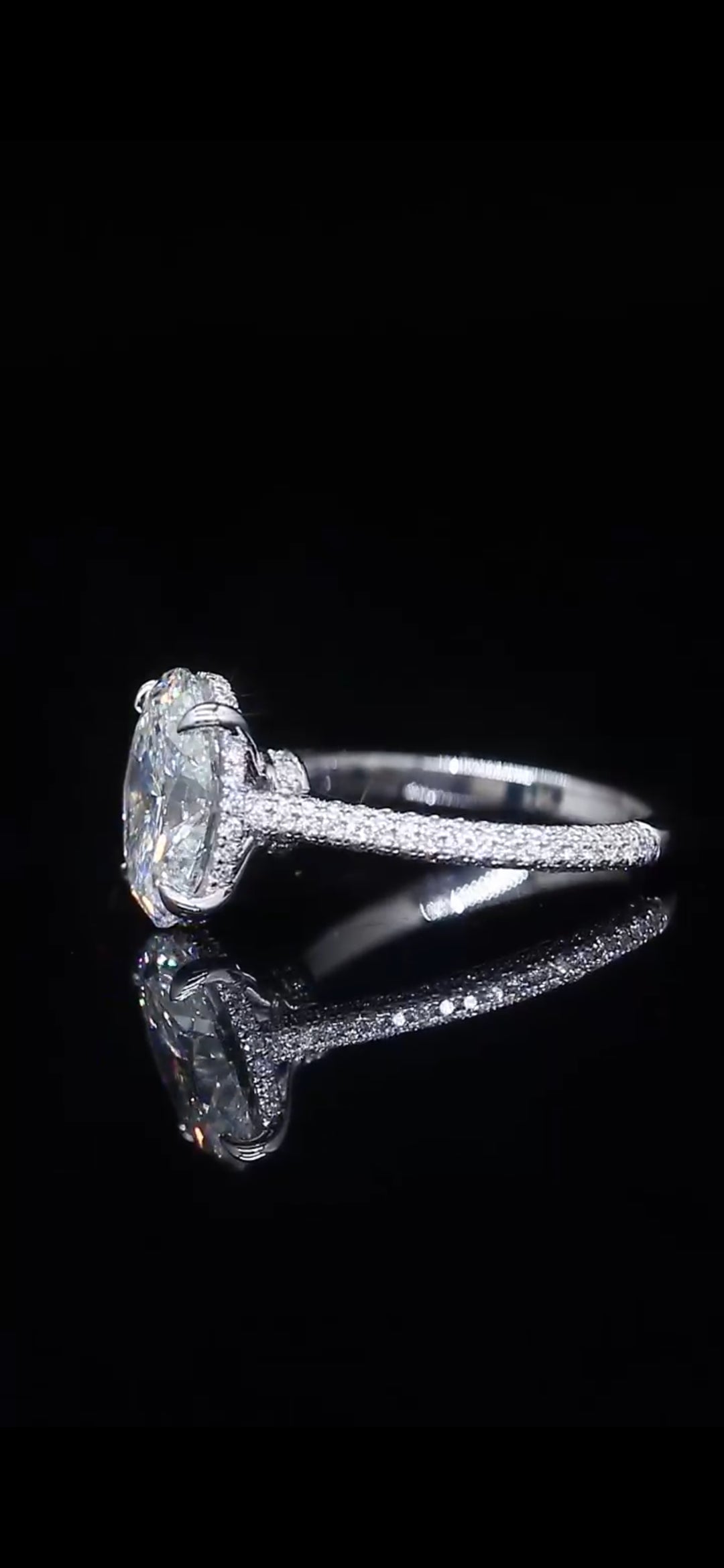 4.28 TCW Diamond Engagement Ring – 14K White Gold | Double Halo 3-Row Pavé Band