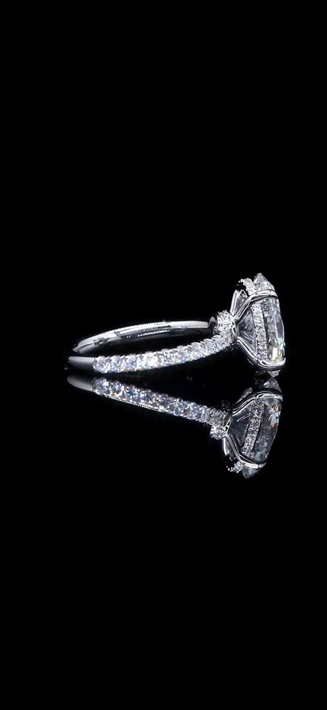 5.16 CTW Diamond Double Halo Engagement Ring – 14K White Gold