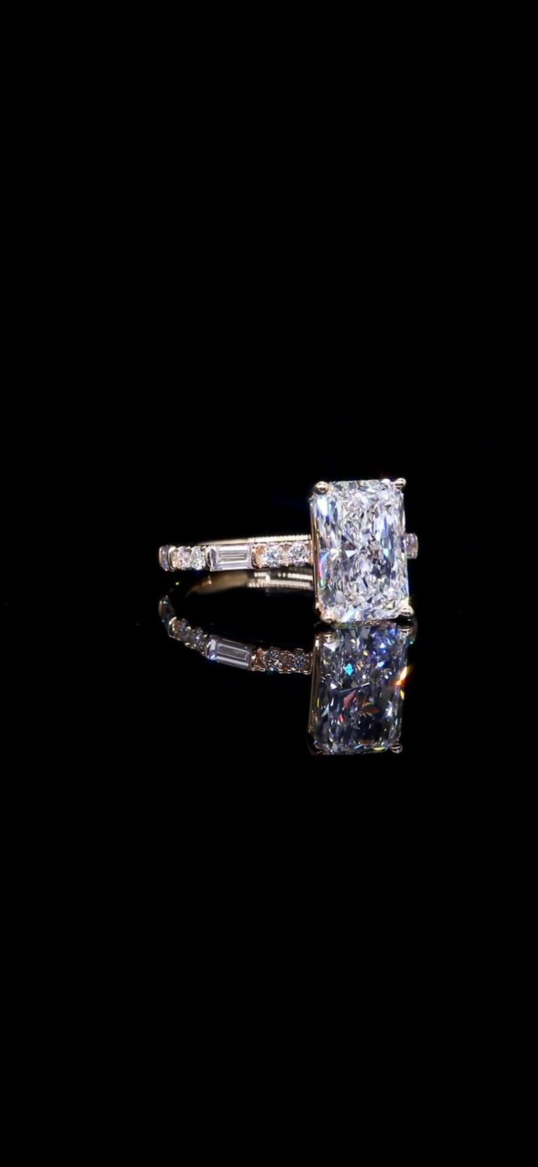 Diamond Engagement Ring "Jeanie" 4.15 TCW Radiant 14K Yellow Gold IGI CERTIFED Custom Made