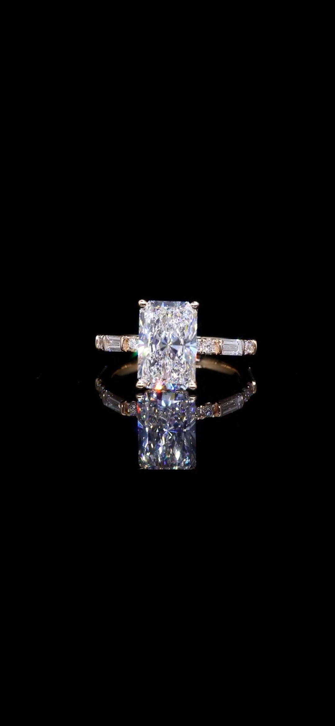 Diamond Engagement Ring "Jeanie" 4.15 TCW Radiant 14K Yellow Gold IGI CERTIFED Custom Made