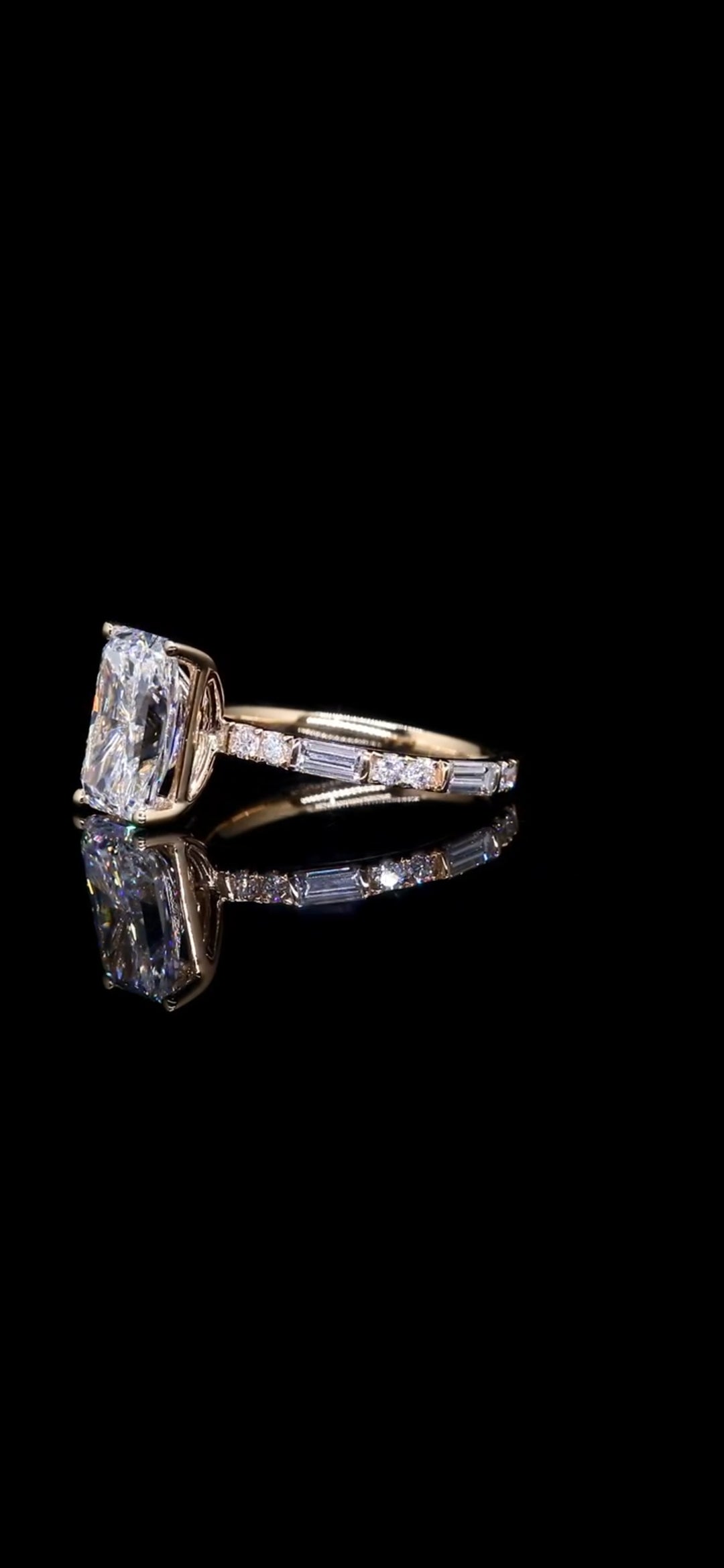 Diamond Engagement Ring "Jeanie" 4.15 TCW Radiant 14K Yellow Gold IGI CERTIFED Custom Made