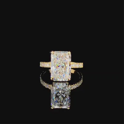 Lab Diamond Engagement Ring  Radiant 6.35 CT VS1 E 14k Gold
