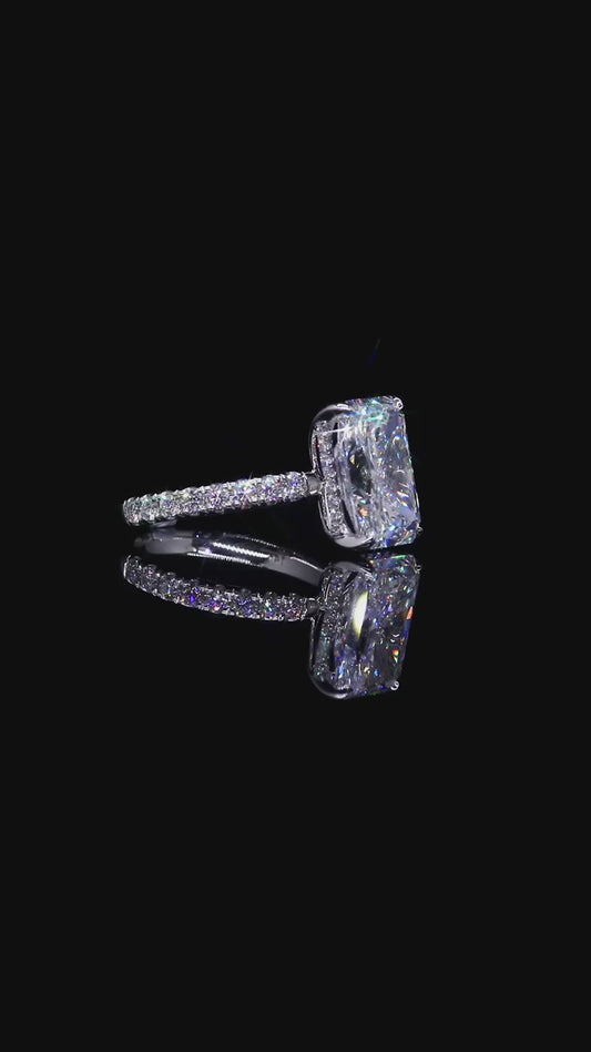 6.08 CTW Radiant Cut Lab-Grown Diamond Engagement Ring | 14K White Gold | IGI Certified (Size 6.5, Resizable)