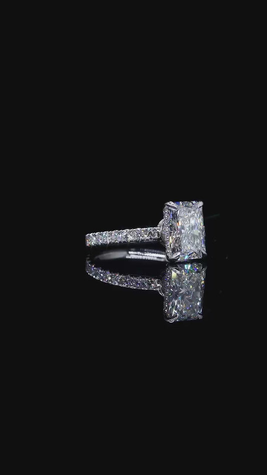 SALE Radiant "Aubrey" Elegance | 3.72 CTW Diamond Engagement Ring – 14K White Gold