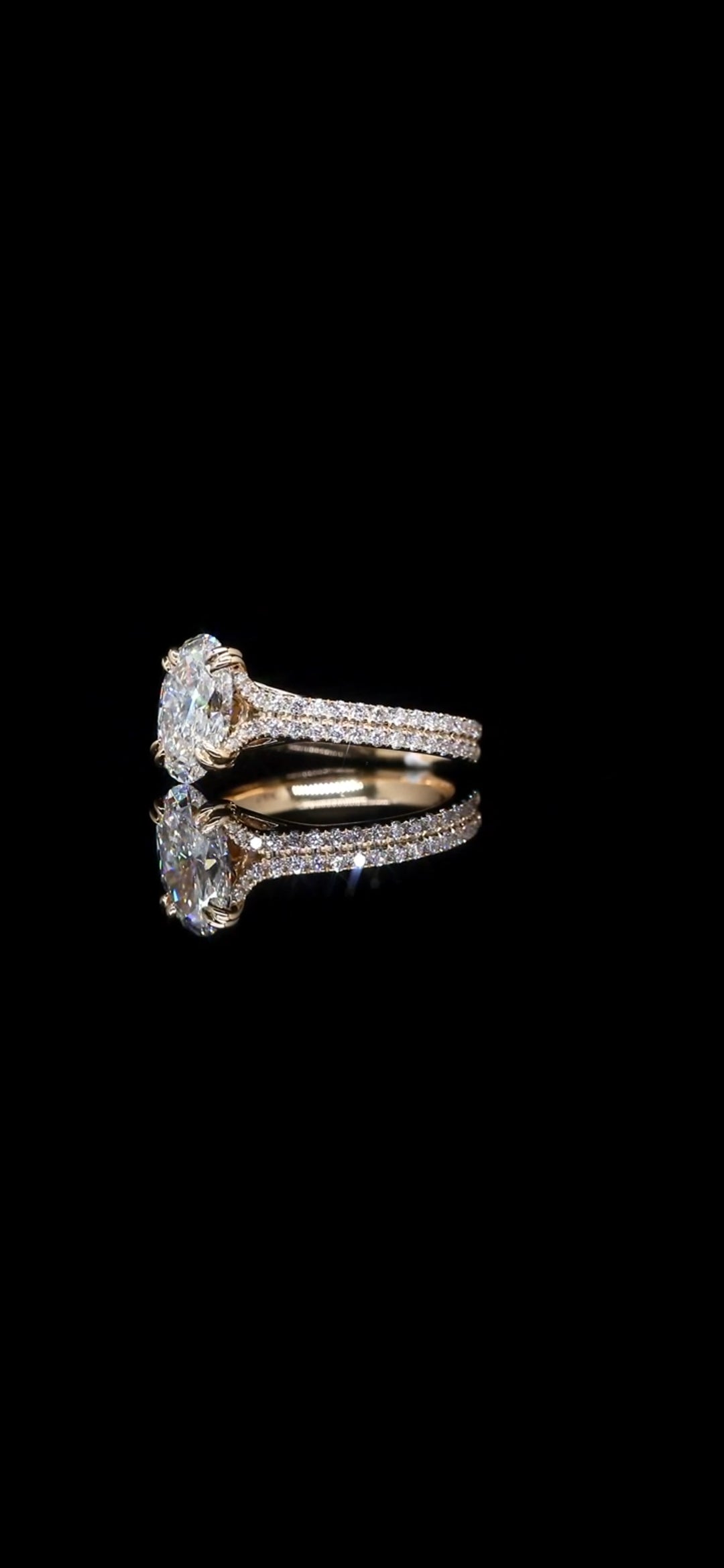 3.15ct Oval Brilliant Lab-Grown Diamond Engagement Ring – 14K Yellow Gold, Double Pave Band (IGI Certified)