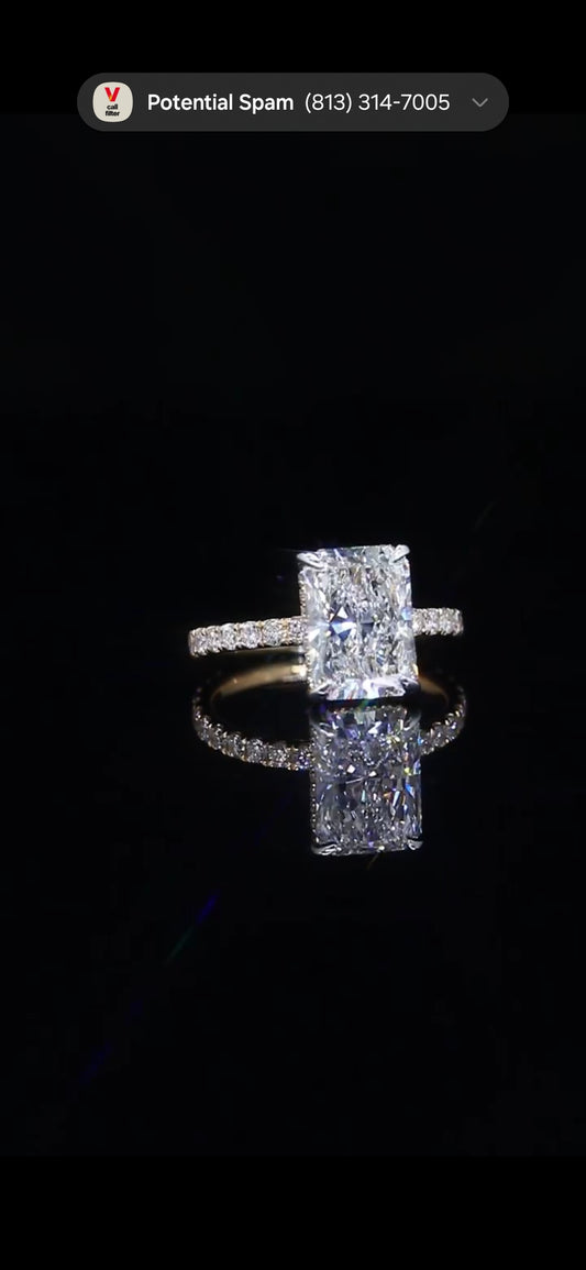 Radiant Cut Diamond "Aubrey" Engagement Ring – 4.29 TCW | 14K Yellow Gold