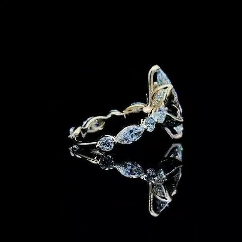 4.02 CT Marquise Lab Grown Diamond Engagement Ring – 14K Yellow Gold | IGI Certified | 5.58 CTW