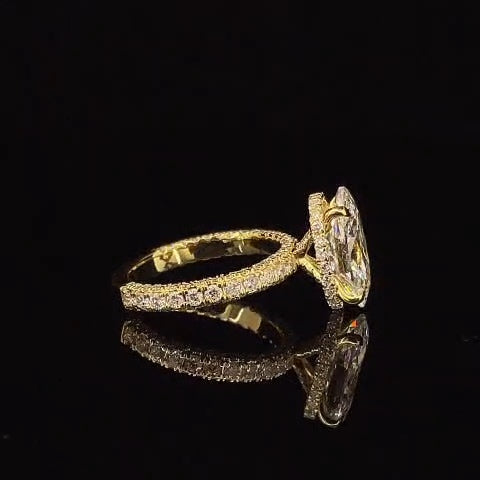 4.10 TCW OVAL BRILLIANT LAB GROWN DIAMOND ENGAGEMENT RING – 14K YELLOW GOLD