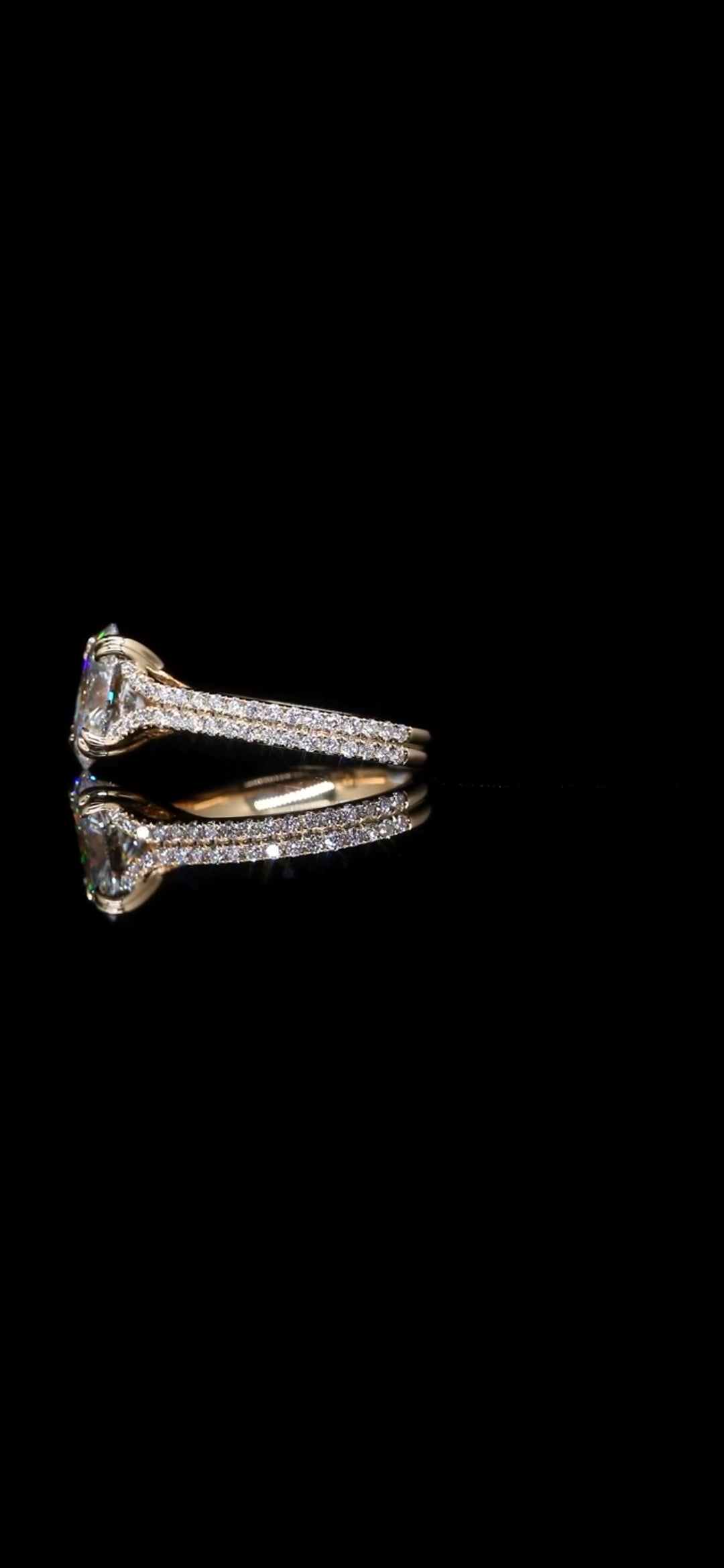 3.15ct Oval Brilliant Lab-Grown Diamond Engagement Ring – 14K Yellow Gold, Double Pave Band (IGI Certified)