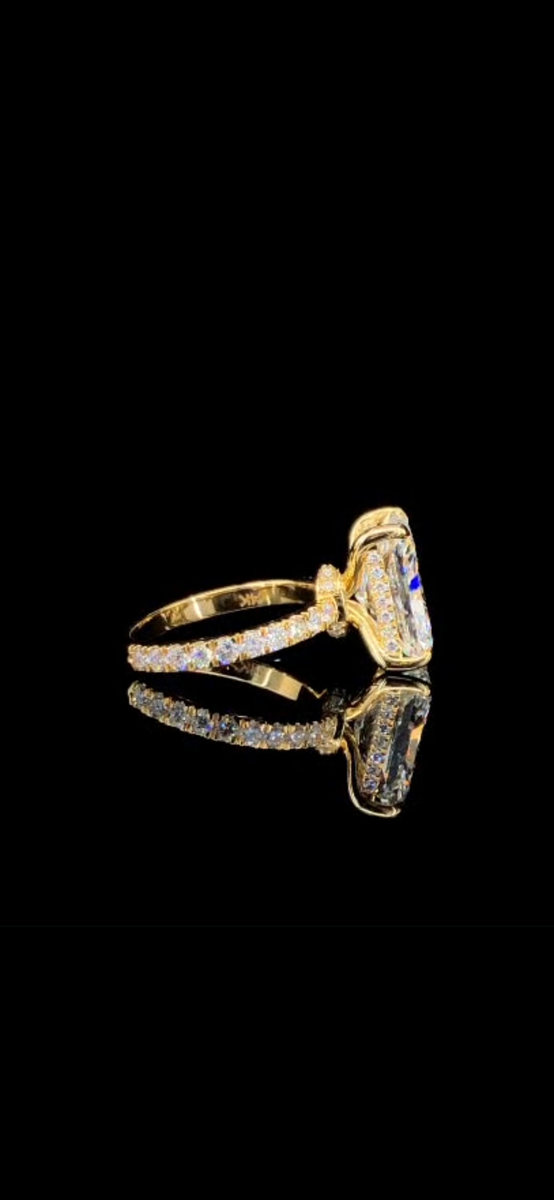 Lab Diamond Engagement Ring  Radiant 6.35 CT VS1 E 14k Gold