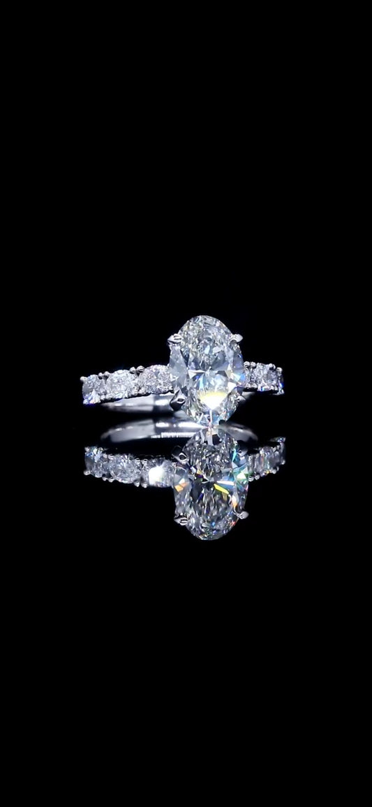 Diamond Engagement Ring "Victoria" Oval 4.24 TCW 14k Gold SIZE 6.5 Resizeable