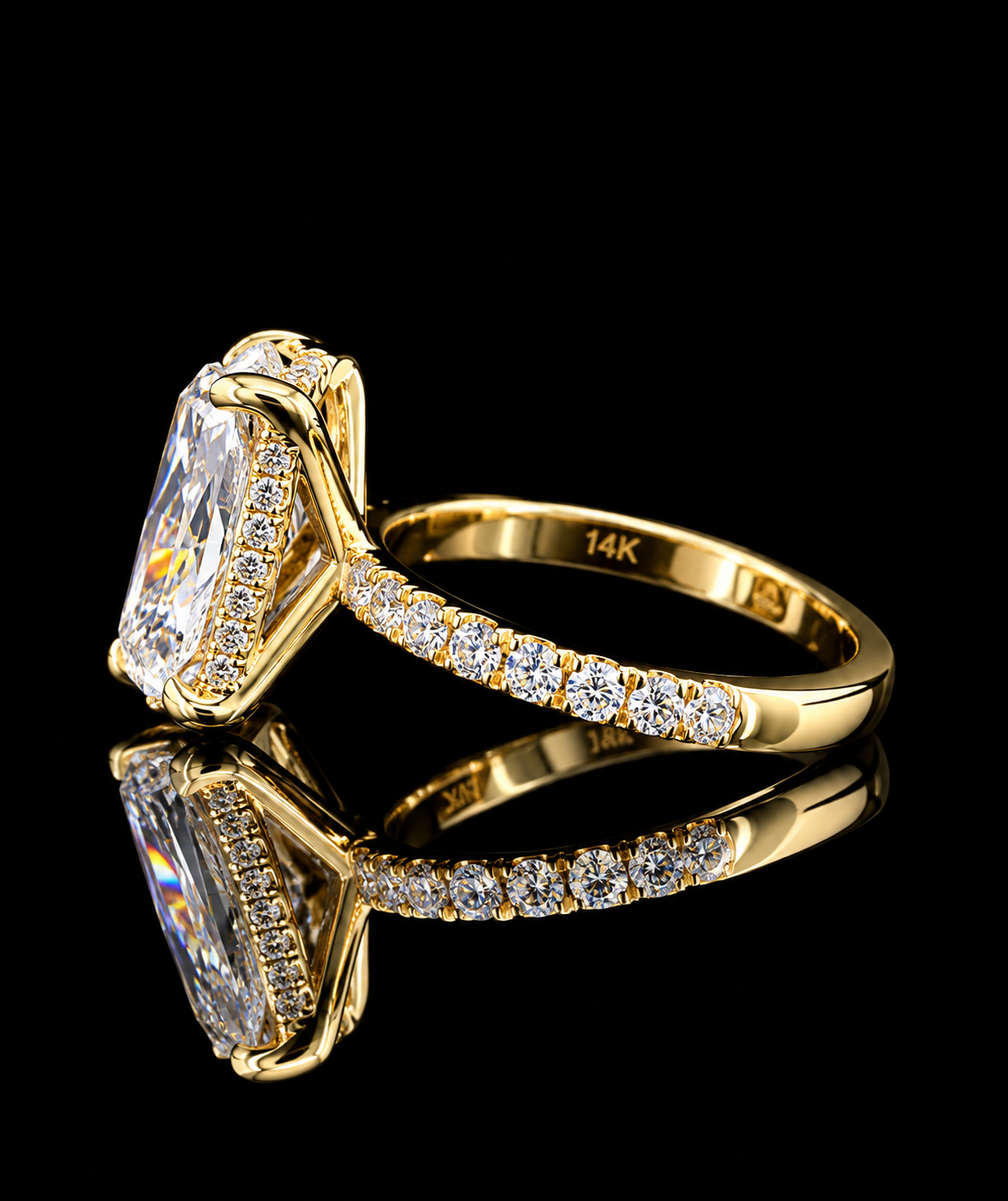 6.02 TCW Radiant Lab-Grown Diamond Engagement Ring | 5.02 CT E VS1 | 14K Gold | IGI Certified