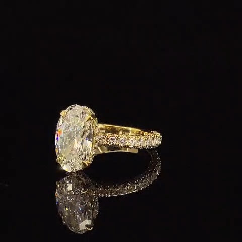 4.10 TCW OVAL BRILLIANT LAB GROWN DIAMOND ENGAGEMENT RING – 14K YELLOW GOLD