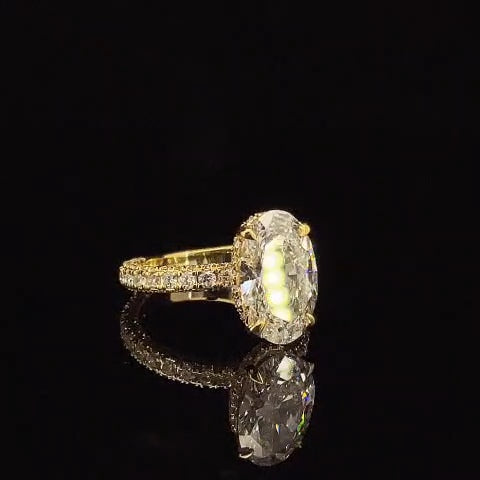 4.10 TCW OVAL BRILLIANT LAB GROWN DIAMOND ENGAGEMENT RING – 14K YELLOW GOLD