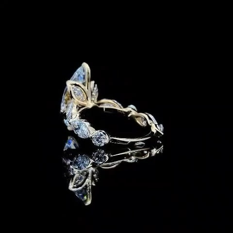 4.02 CT Marquise Lab Grown Diamond Engagement Ring – 14K Yellow Gold | IGI Certified | 5.58 CTW