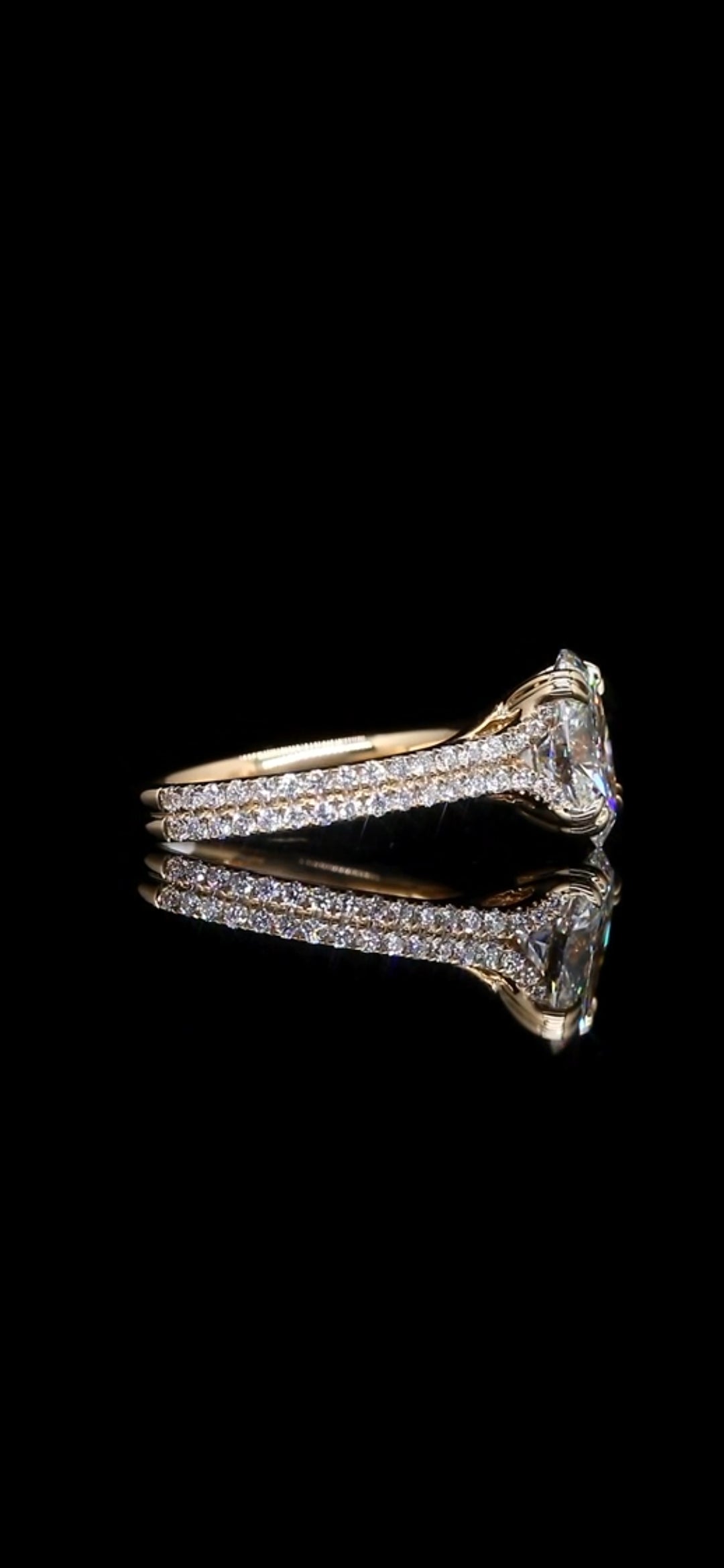 3.15ct Oval Brilliant Lab-Grown Diamond Engagement Ring – 14K Yellow Gold, Double Pave Band (IGI Certified)