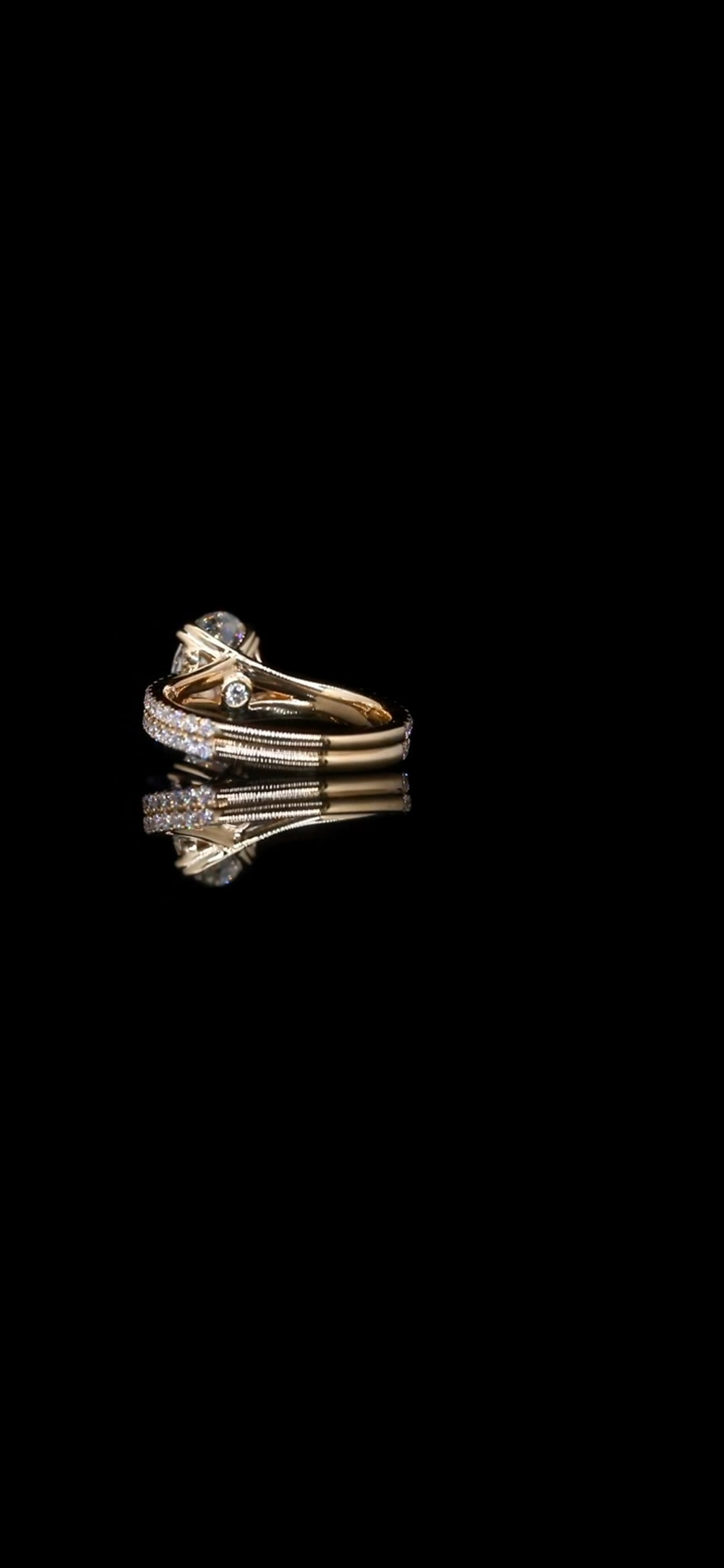 3.15ct Oval Brilliant Lab-Grown Diamond Engagement Ring – 14K Yellow Gold, Double Pave Band (IGI Certified)