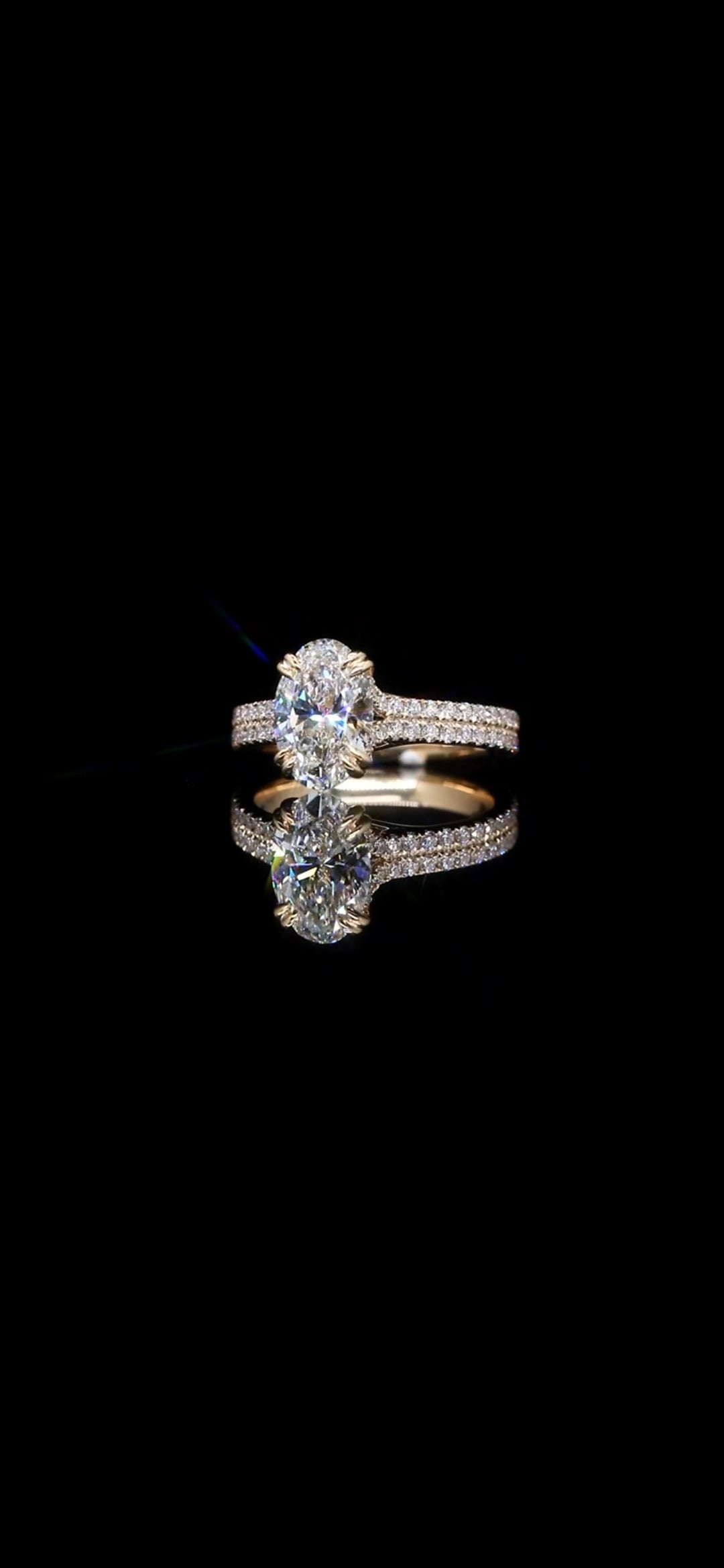 3.15ct Oval Brilliant Lab-Grown Diamond Engagement Ring – 14K Yellow Gold, Double Pave Band (IGI Certified)