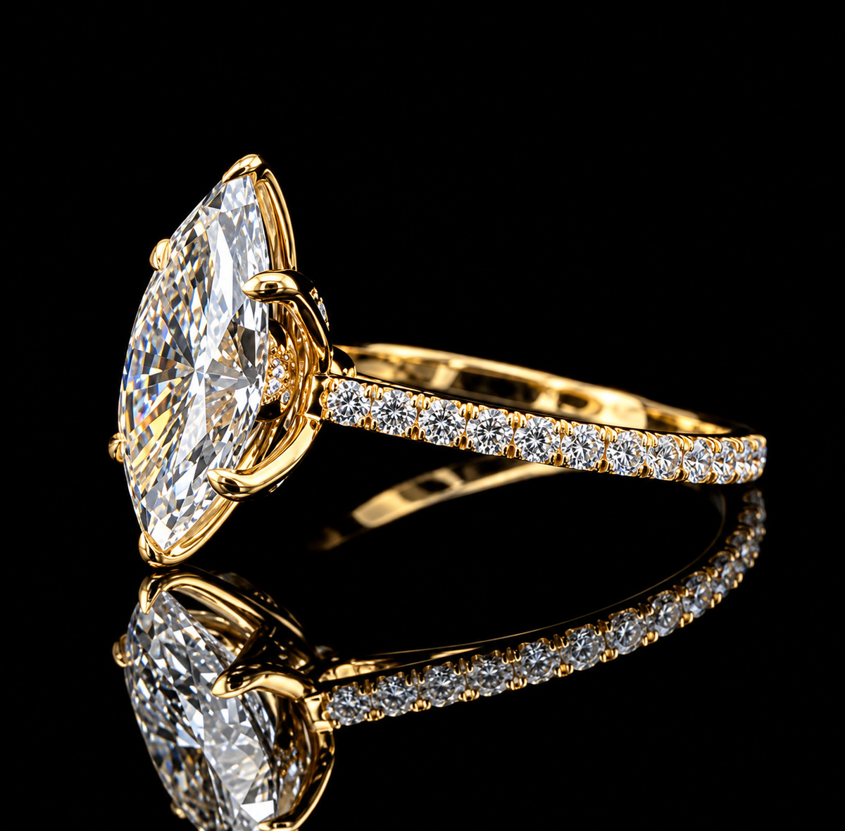 4.24 TCW Marquise Lab-Grown Diamond Engagement Ring – 14K Gold | IGI Certified
