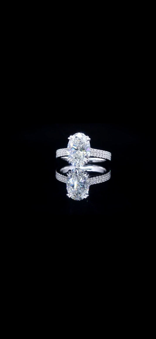 Custom Elle 4.06ct Oval Diamond Engagement Ring – 14k White Gold (Size 7.5, IGI Certified)