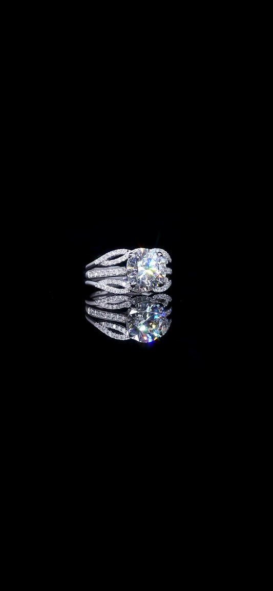 4.25 TCW, 3.02ct Round VVS2 Diamond Engagement Ring & Enhancer Set – 14k White Gold