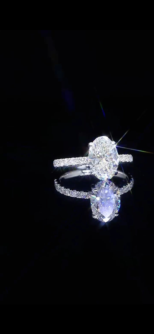 Diamond Engagement Ring 3.05 Carat Oval 14K White Gold with Hidden Halo ( Approx. 4.09 TCW)