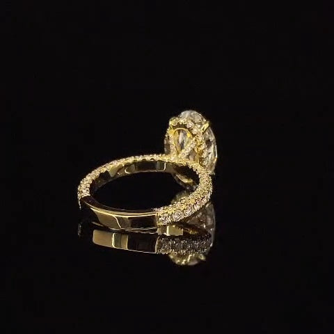 4.10 TCW OVAL BRILLIANT LAB GROWN DIAMOND ENGAGEMENT RING – 14K YELLOW GOLD