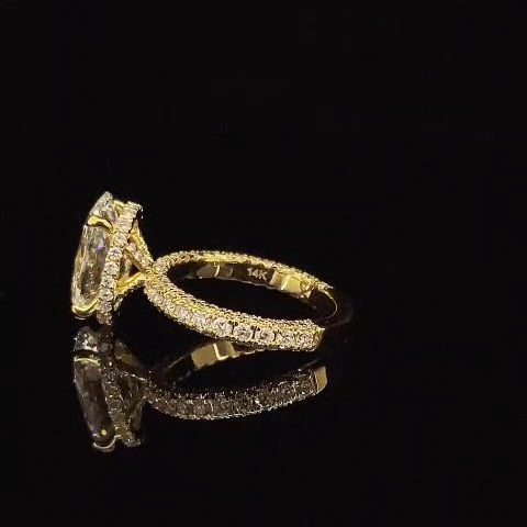 4.10 TCW OVAL BRILLIANT LAB GROWN DIAMOND ENGAGEMENT RING – 14K YELLOW GOLD