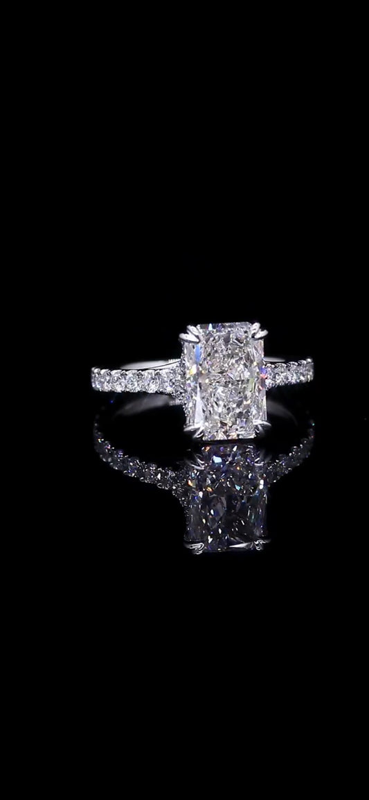4.29 CTW Radiant Cut Lab Diamond Engagement Ring – 14K White Gold (Size 6.5)