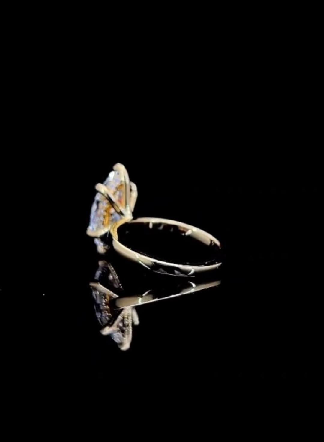 3.55 Carat IGI Certified Marquise Lab Diamond Engagement Ring – 14K Yellow Gold
