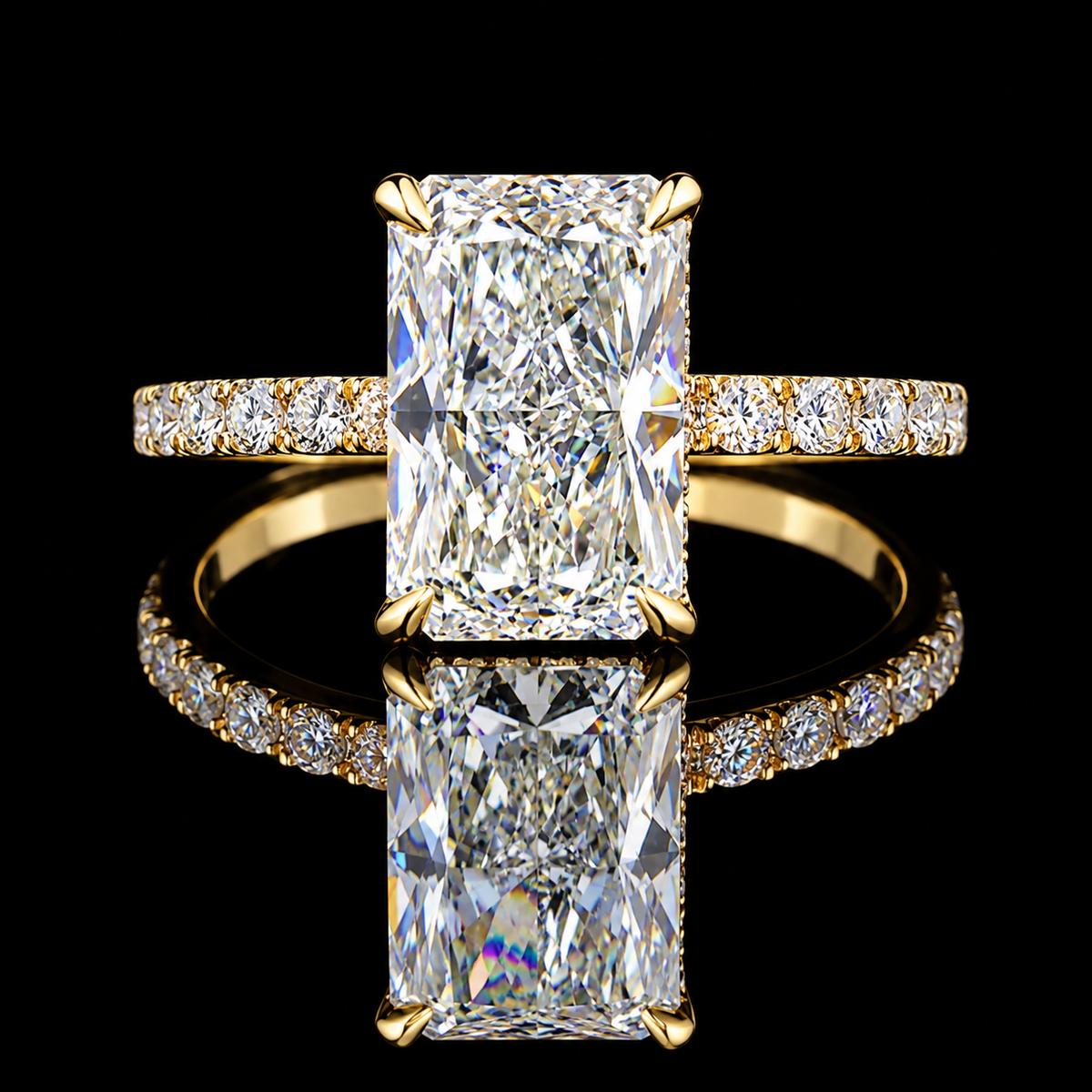 6.02 TCW Radiant Lab-Grown Diamond Engagement Ring | 5.02 CT E VS1 | 14K Gold | IGI Certified