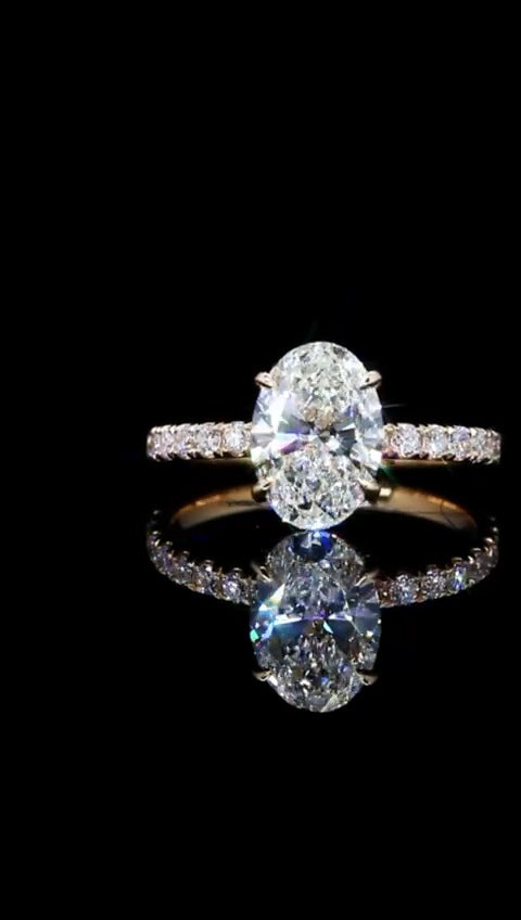 Diamond Engagement Ring Oval 14K Gold 3.02 TCW Hidden Halo