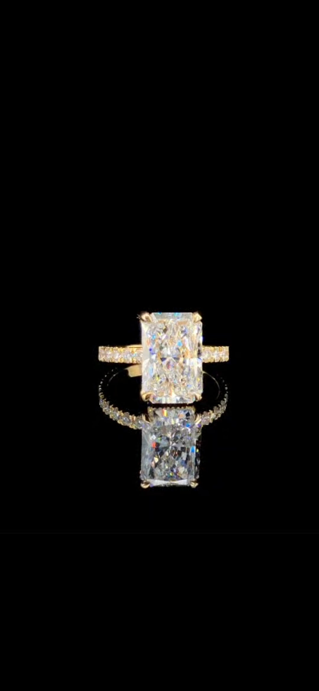Lab Diamond Engagement Ring  Radiant 6.35 CT VS1 E 14k Gold