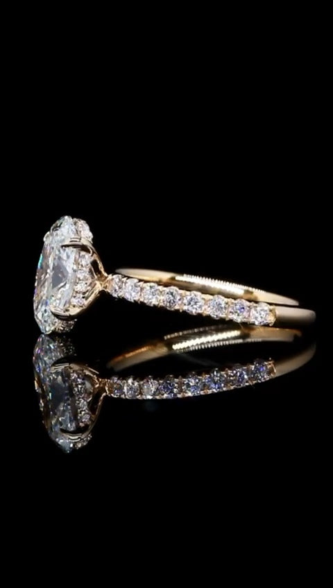 Diamond Engagement Ring Oval 14K Gold 3.02 TCW Hidden Halo